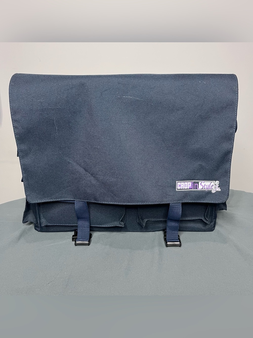 Crop In Style Jr Craft Organizer Travel Messenger Tote Bag Navy Blue Scrapbook